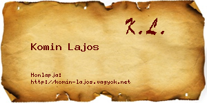 Komin Lajos névjegykártya